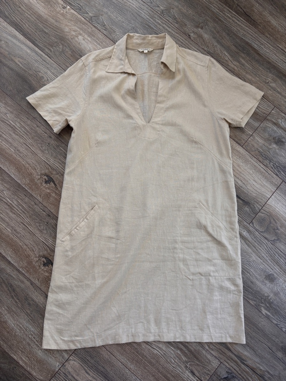 Linen Short-Sleeve Shift Dress